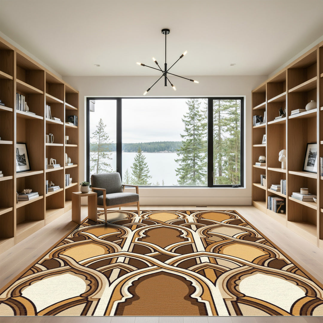 Elegant Beige Archway Geometric Rug