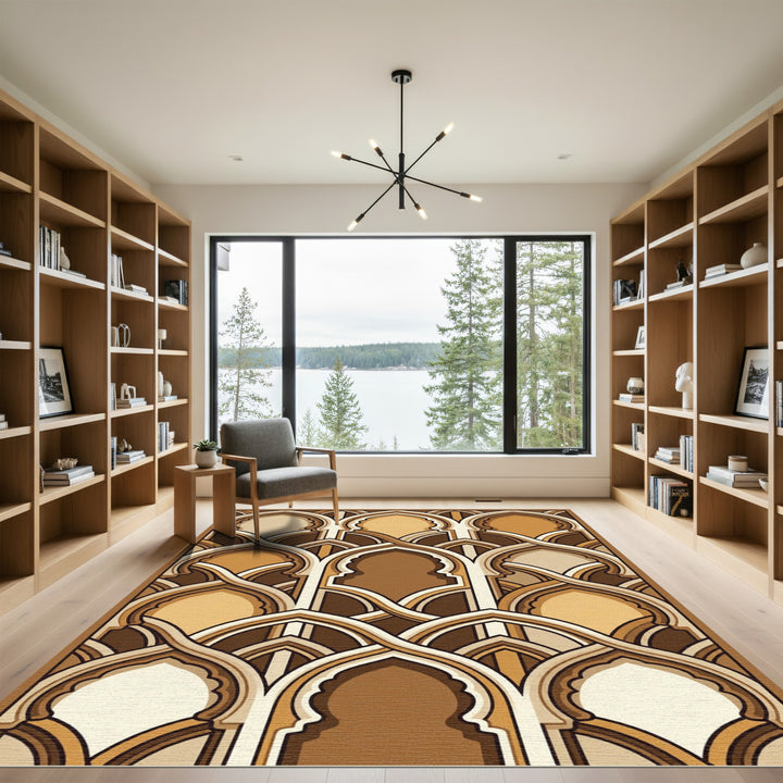 Elegant Beige Archway Geometric Rug