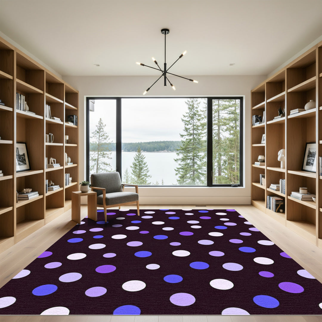 Purple Blue White Polka Dot Rounds Rug