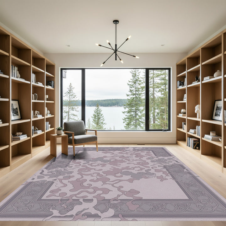 Subtle Gray Amorphous Border Rug