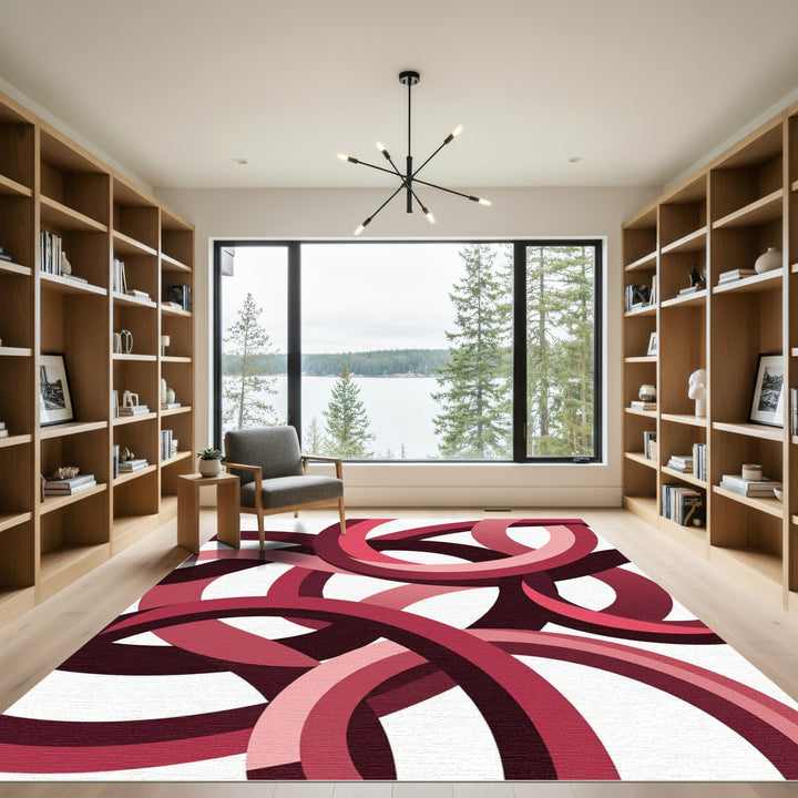 Crimson Pink Interlocking Loops Rug