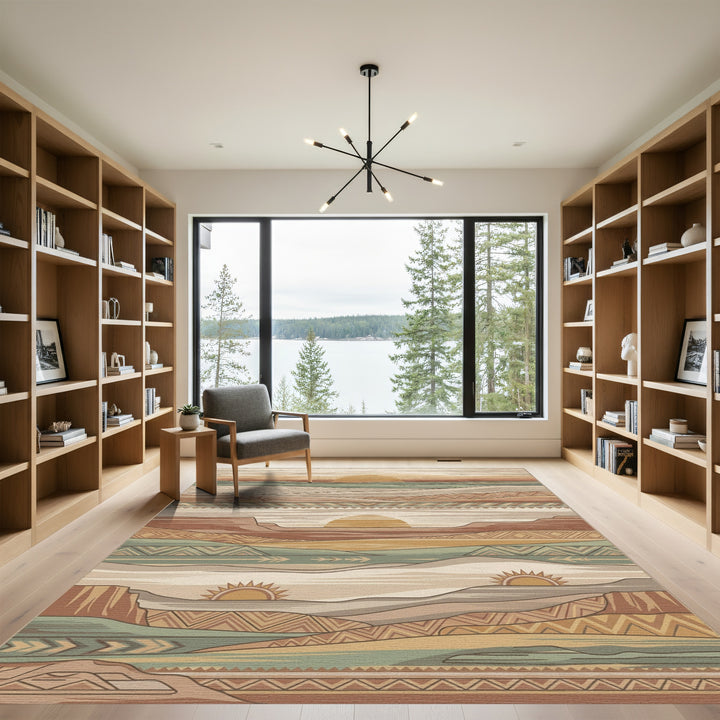 Desert Sunrise Tribal Landscape Rug