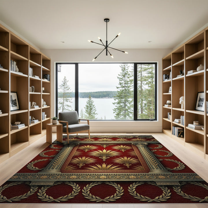 Grand Roman Imperial Gold Leaf Scarlet Rug