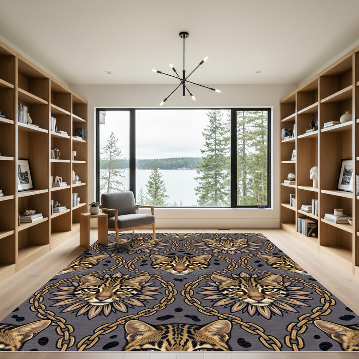 Elegant Ocelot Chain Medallion Rug