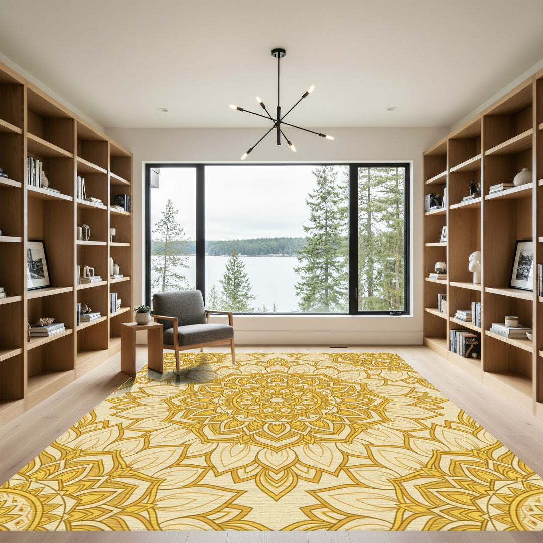 Sunburst Mandala Golden Mandala Rug
