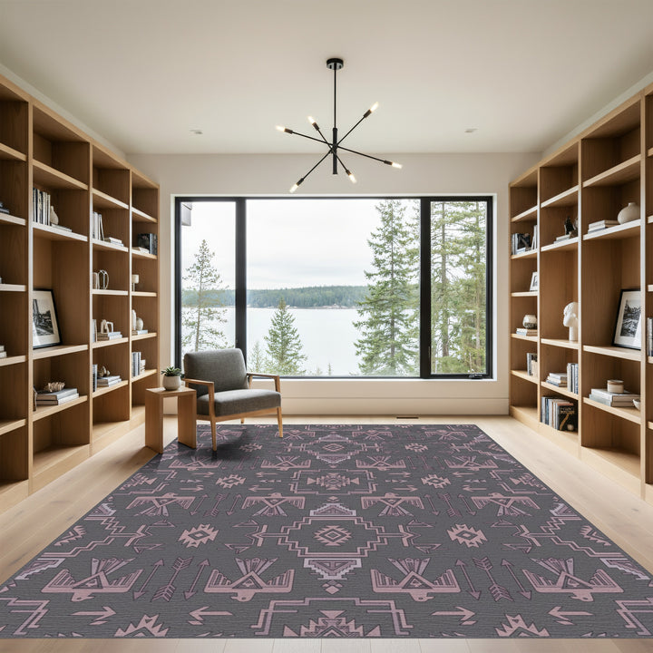 Ornate Native American Eagle Motif Rug