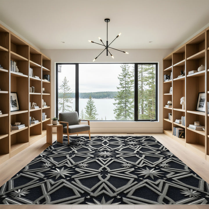 Silver Geo Starburst Rug
