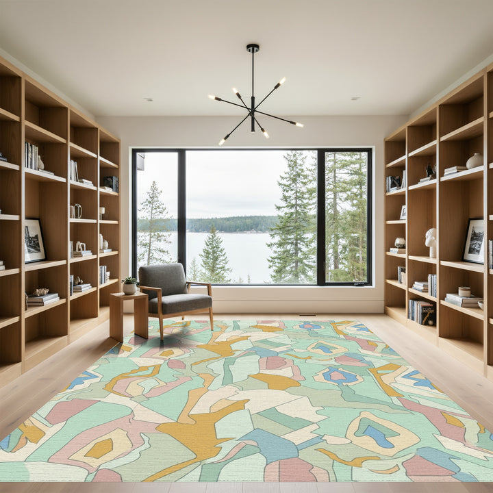 Soft Pastel Organic Geometric Blend Rug