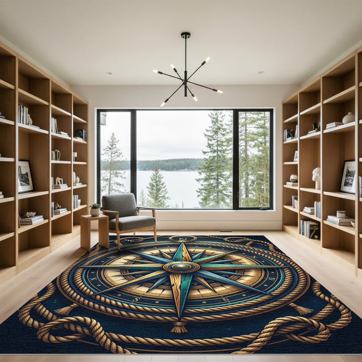 Nautical Compass Rose Rope Rug