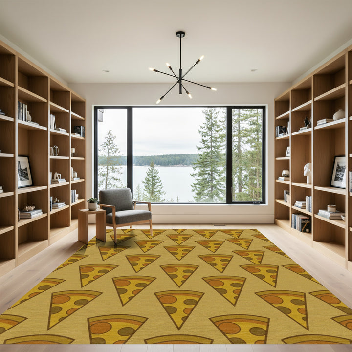 Golden Brown Pepperoni Pizza Slices Rug