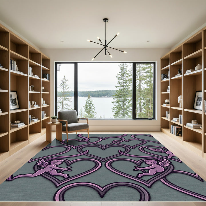 Woven Purple Cupid Heart Harmony Rug