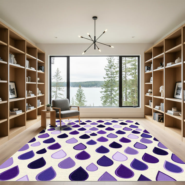 Purple Raindrop Geometric Rug