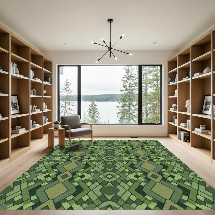 Emerald Green Diamond Geometric Rug