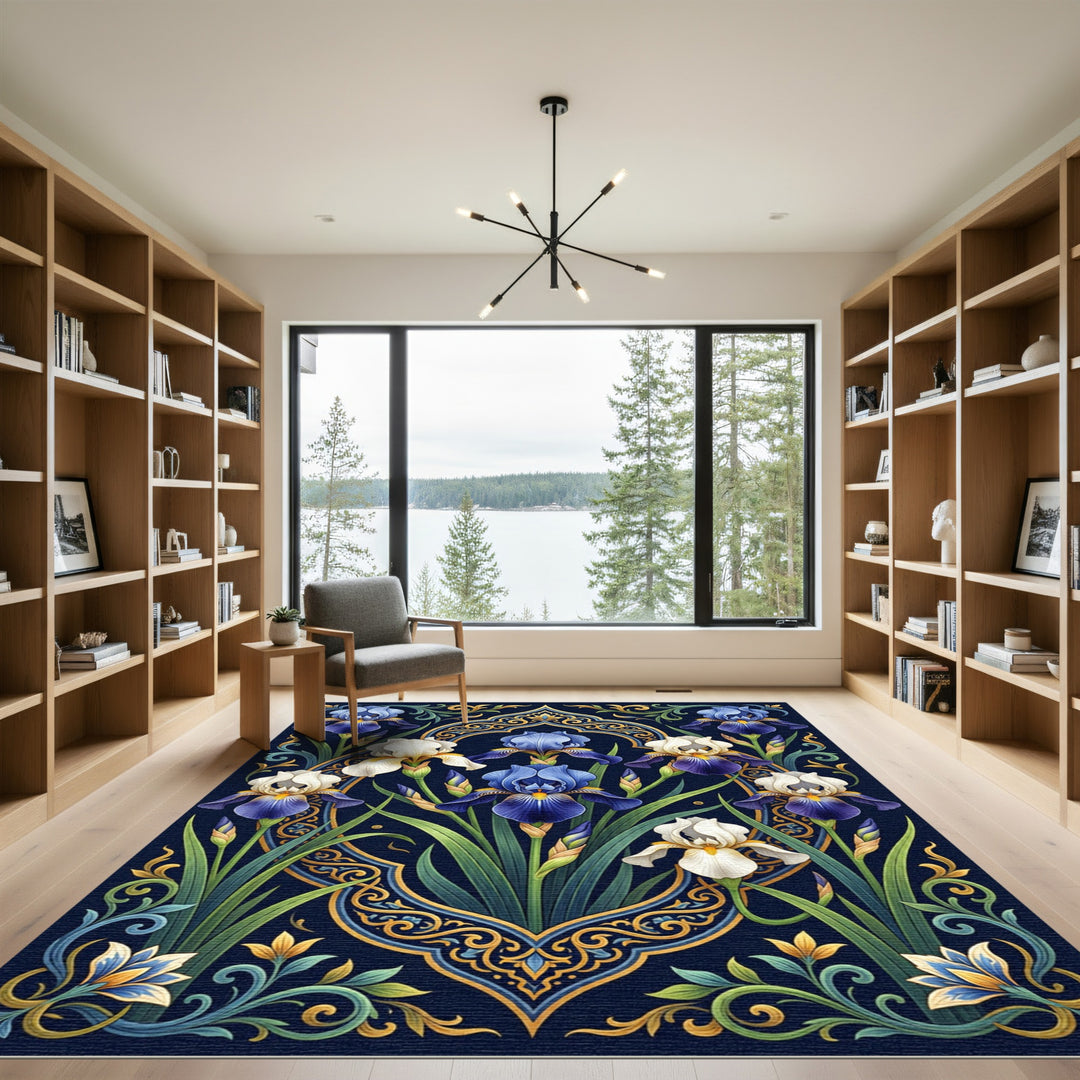 Elegant Blue Iris Persian Rug