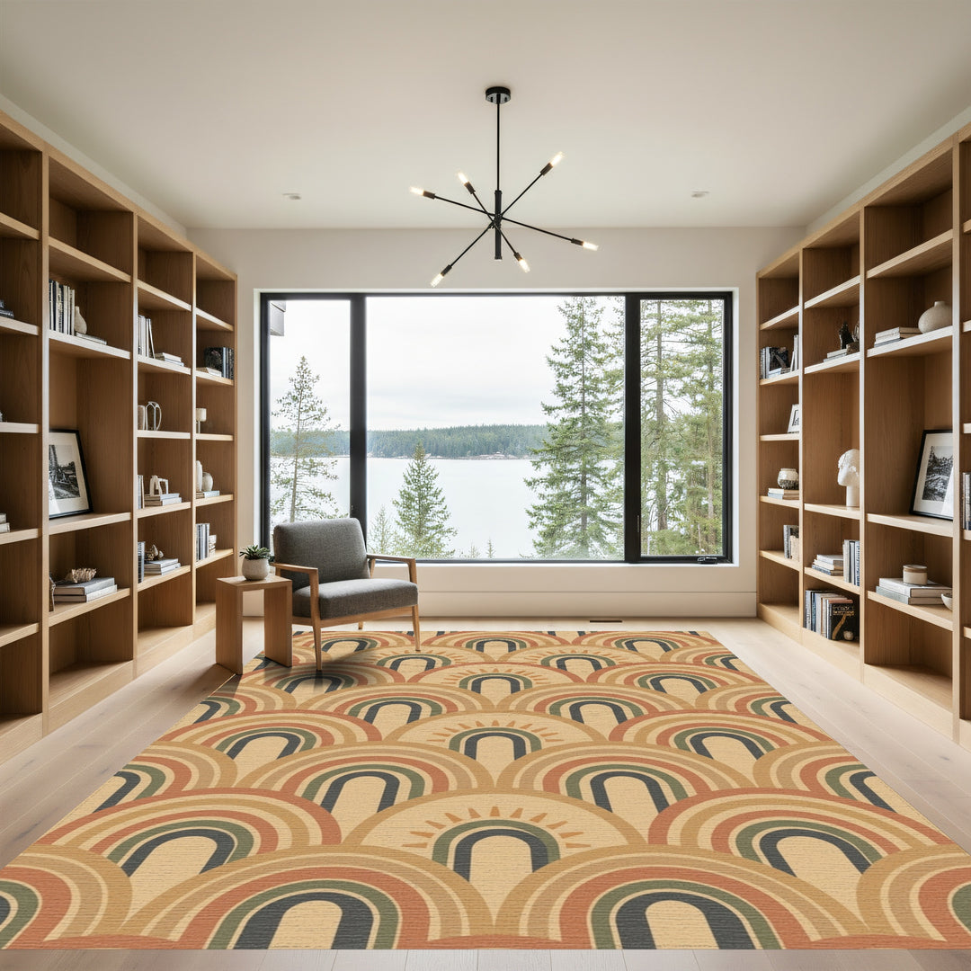 Earthy Tone Rainbow Sunburst Rug