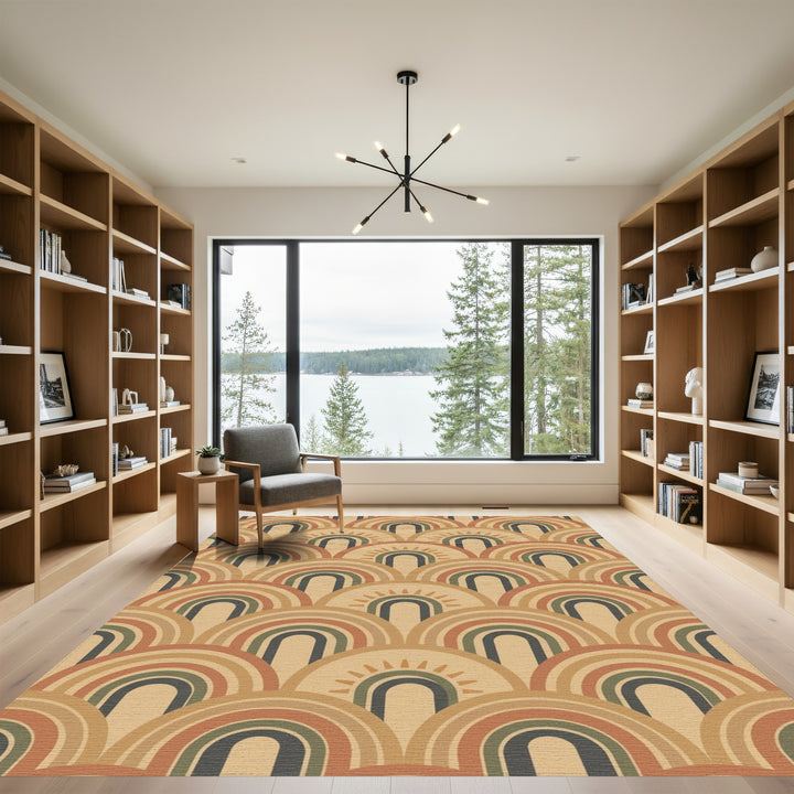 Earthy Tone Rainbow Sunburst Rug
