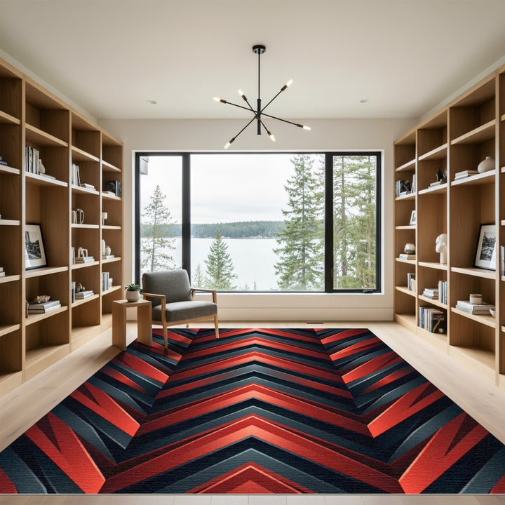 Crimson Chevron Arrow Composition Rug