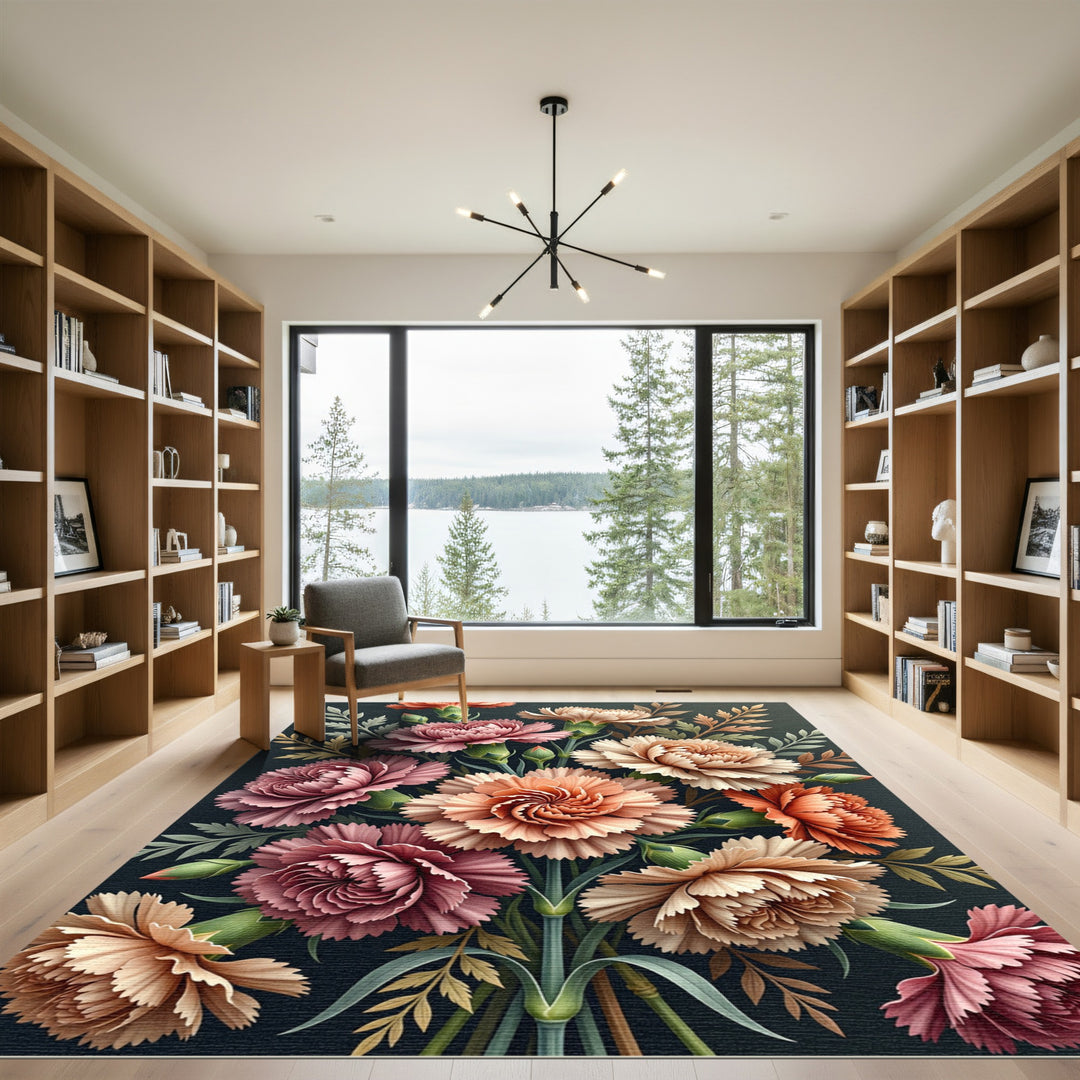 Soft Pink Apricot Carnation Bouquet Rug