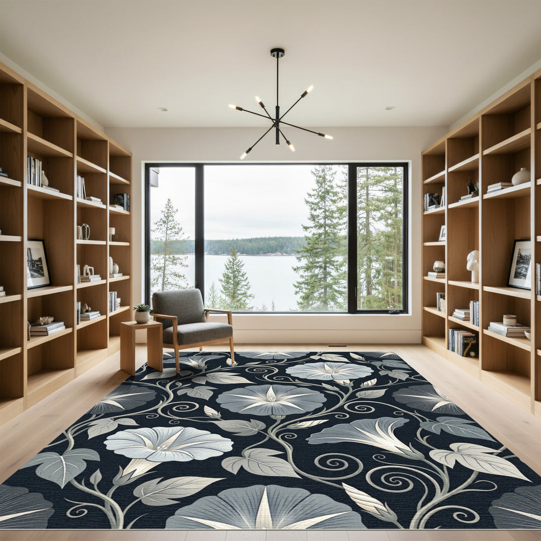 Vintage Gray Floral Vine Rug