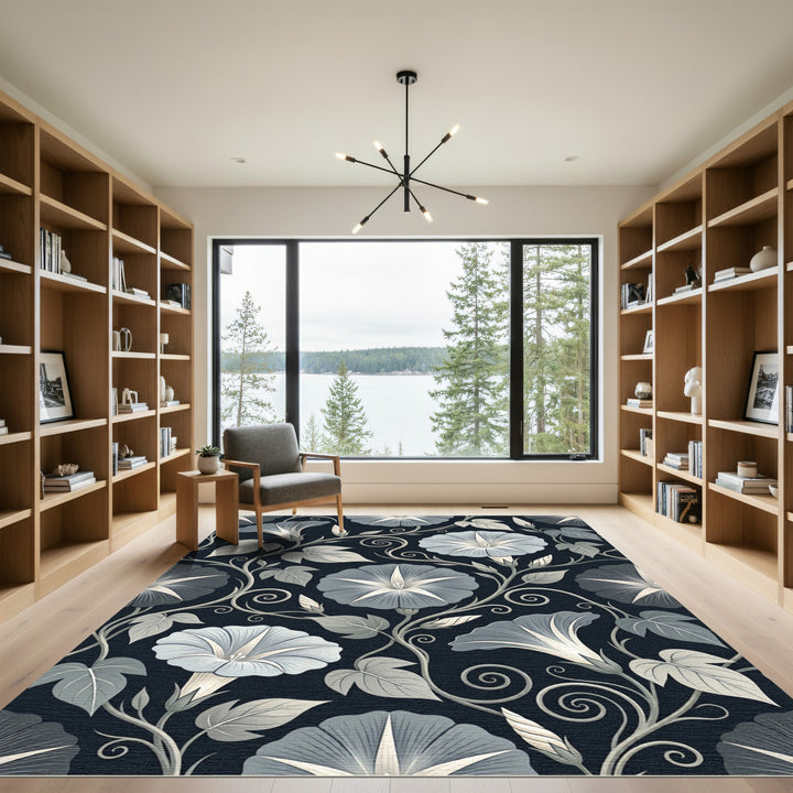 Vintage Gray Floral Vine Rug