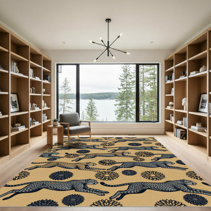 Golden Cheetah Floral Gallop Rug