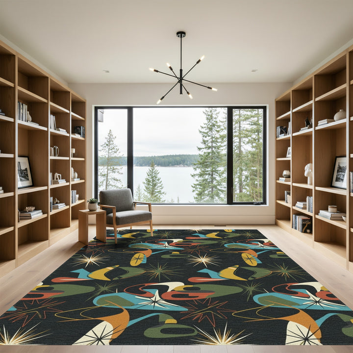 Mid Century Modern Starburst Boomerang Rug