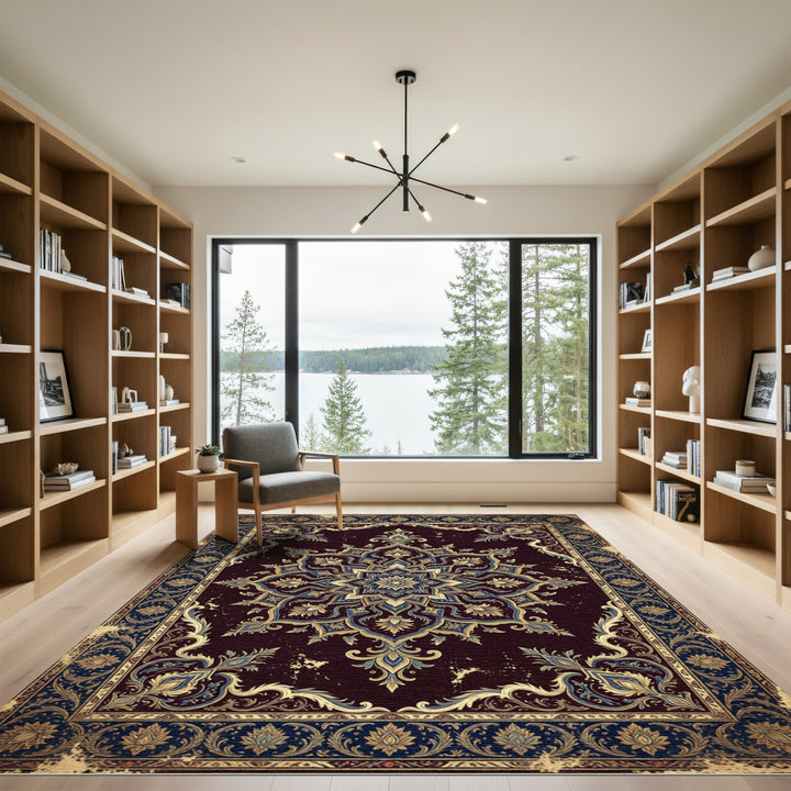 Grand Ochre Bloom Mandala Rug