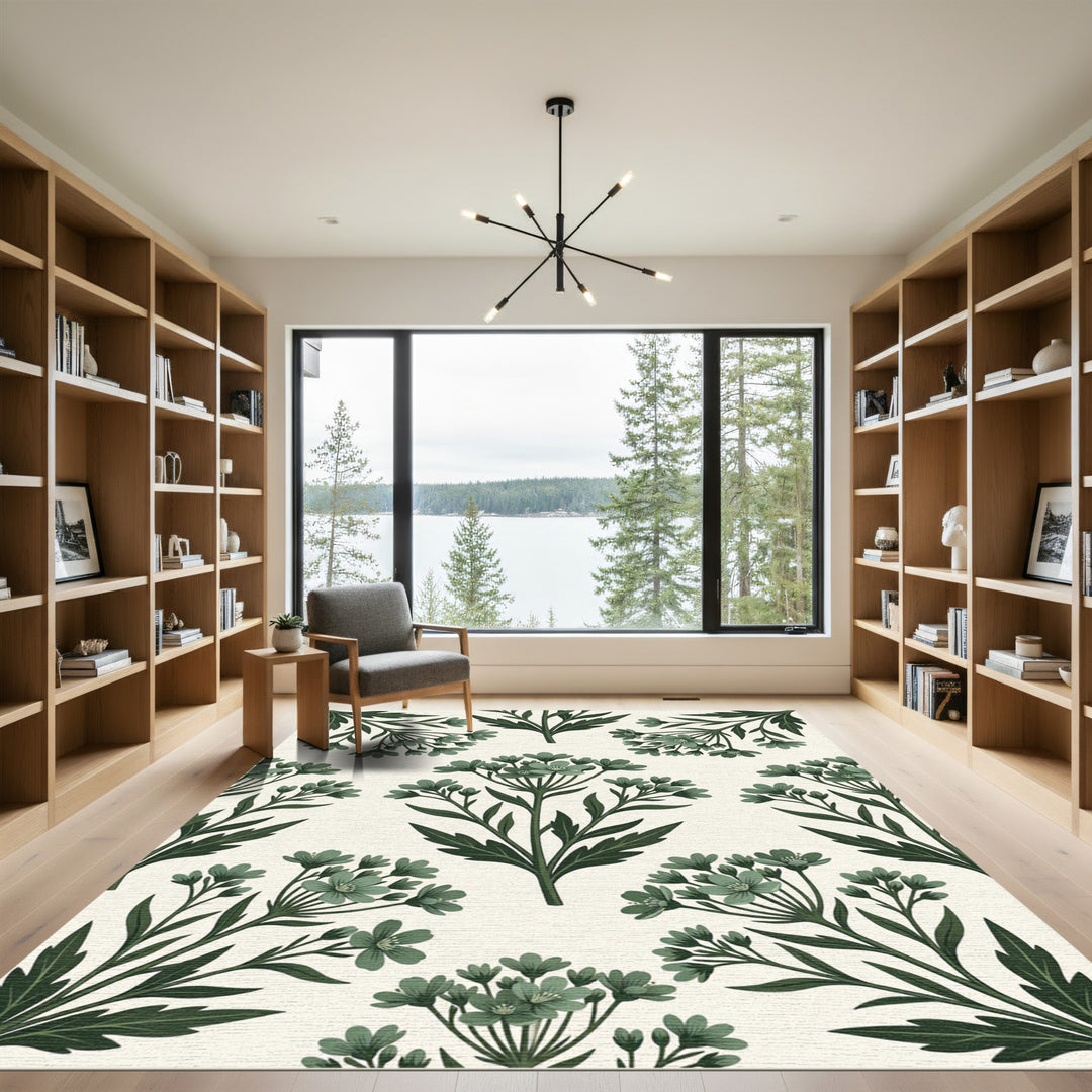 Emerald Green Botanical Herbaceous Rug