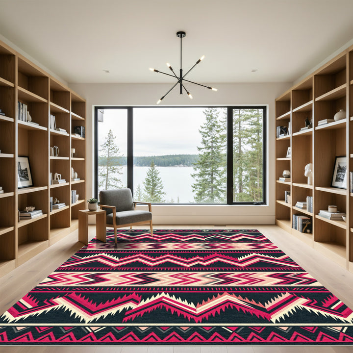 Bold Pink Aztec Chevron Stripes Rug