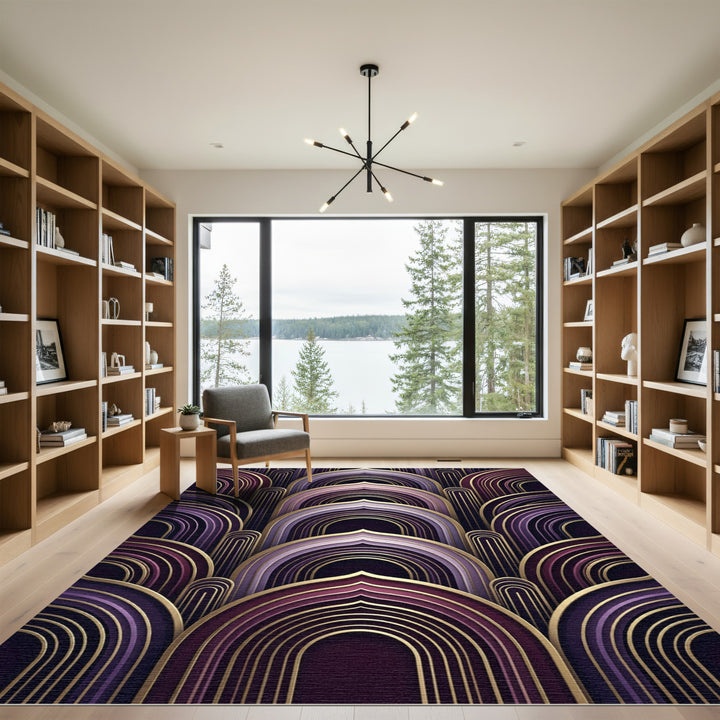 Art Deco Purple Gold Arch Rug