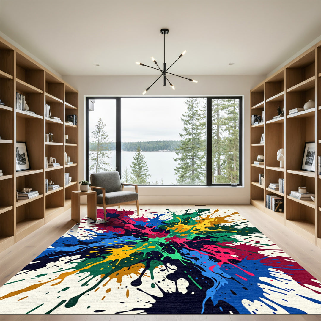 Vibrant Splatter Art Explosion Rug