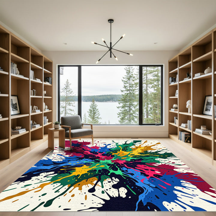 Vibrant Splatter Art Explosion Rug