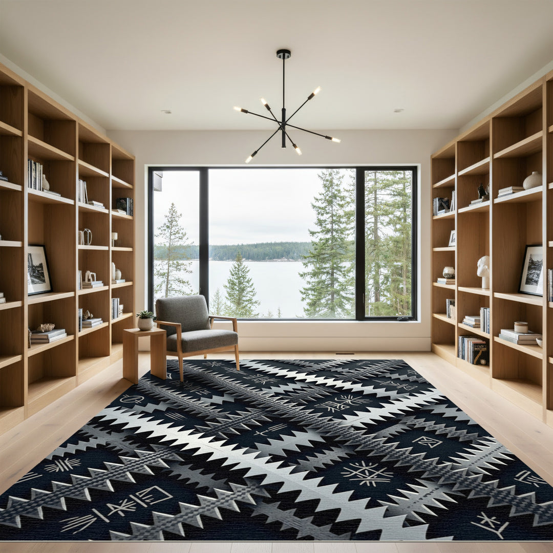 Abstract Tribal Zigzag Geometric Rug