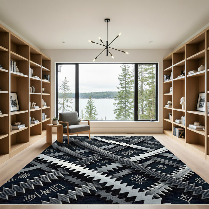 Abstract Tribal Zigzag Geometric Rug