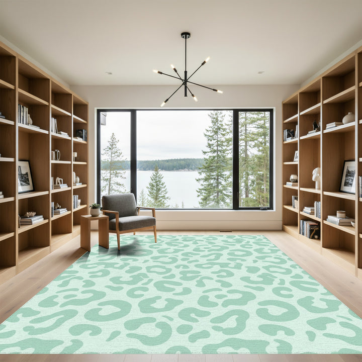 Mint Green Leopard Spots Rug