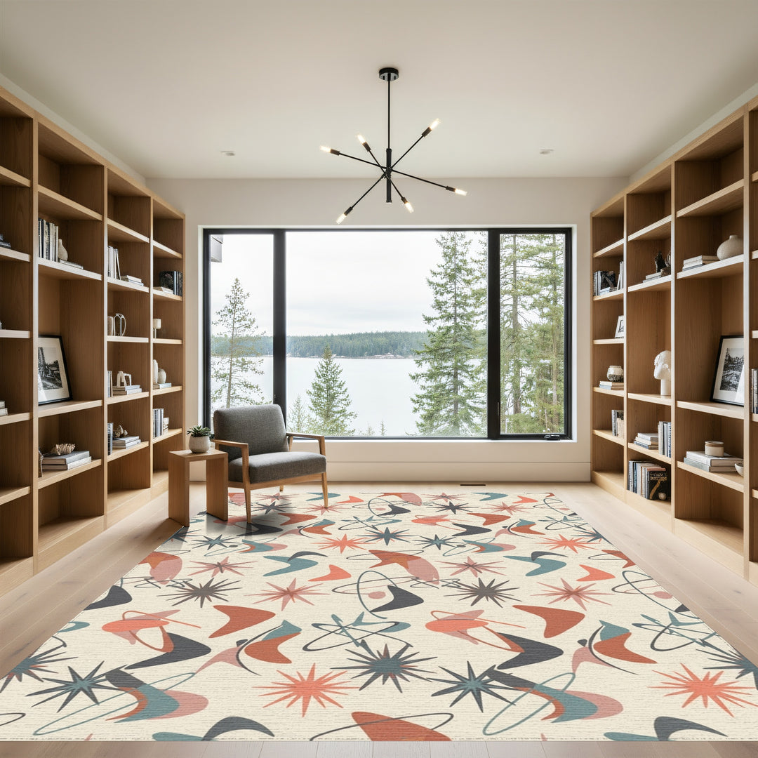Retro Atomic Starburst Boomerang Rug