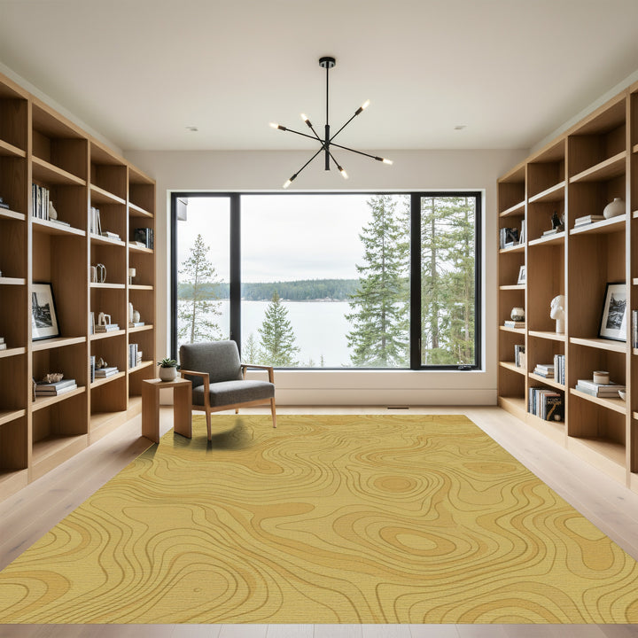 Golden Topographic Contour Rug