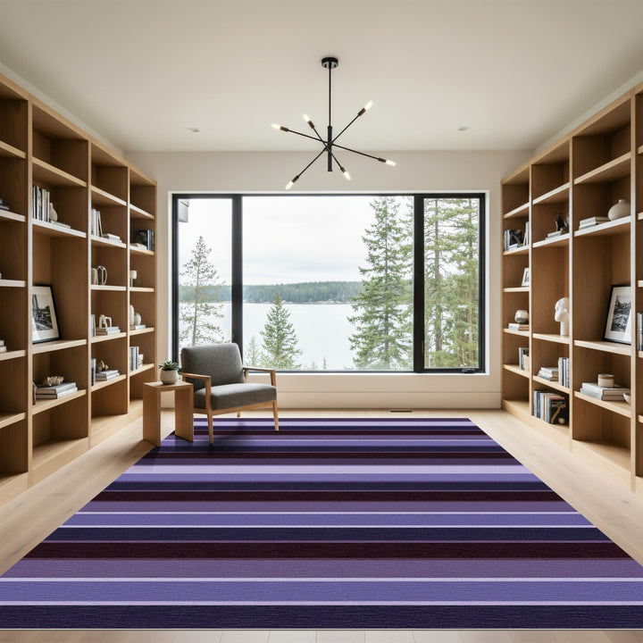 Purple, Blue, and Gray Stripe Rug