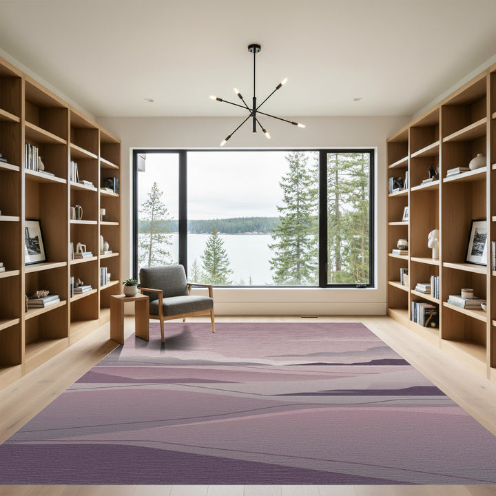 Soft Mauve Hills Abstract Landscape Rug