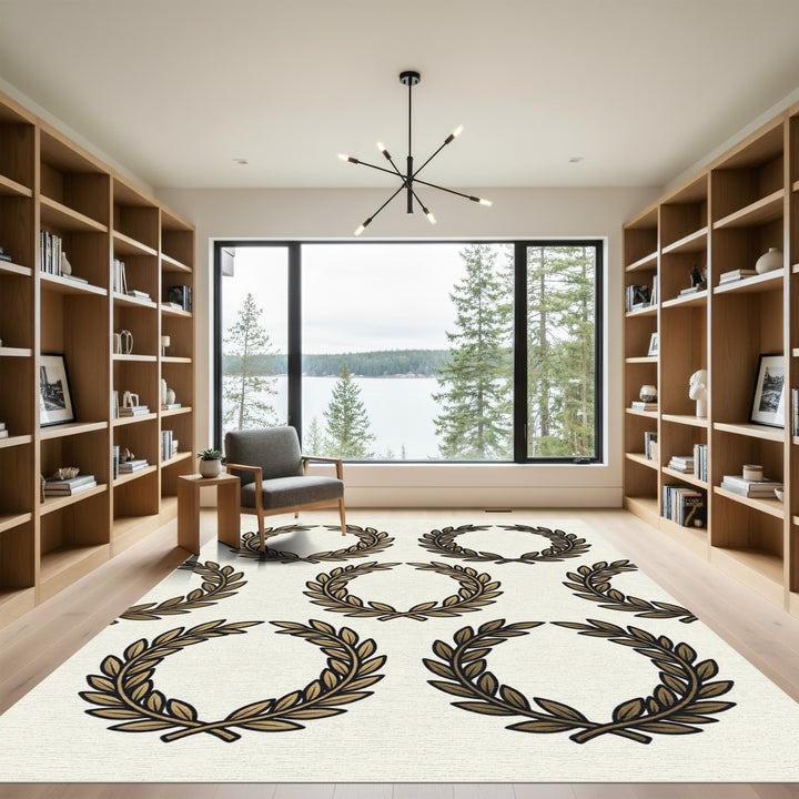 Classical Laurel Wreath Arrangement Rug