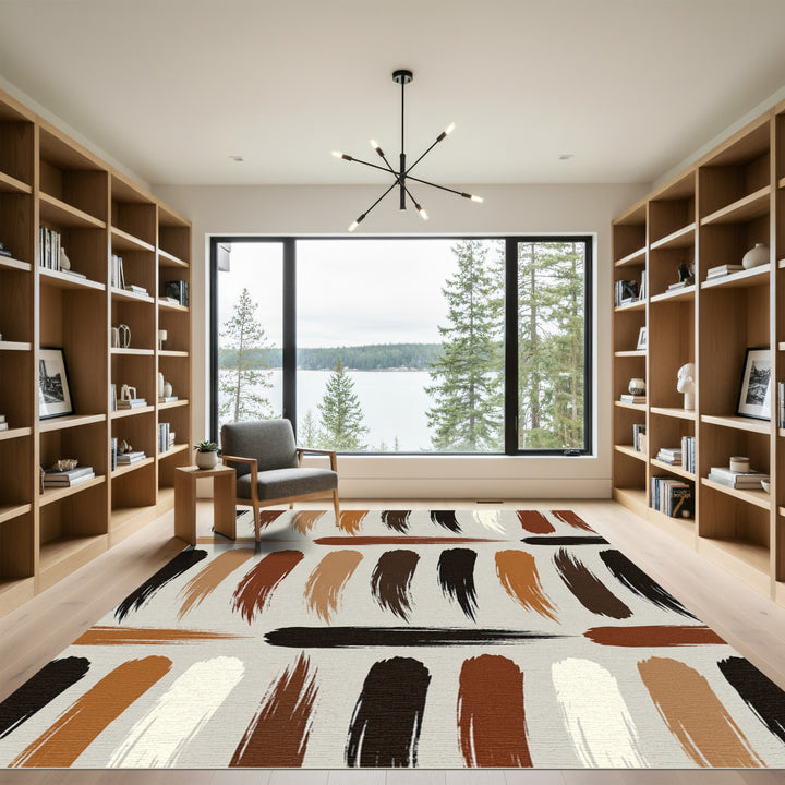 Earthy Tones Brush Stroke Composition Rug