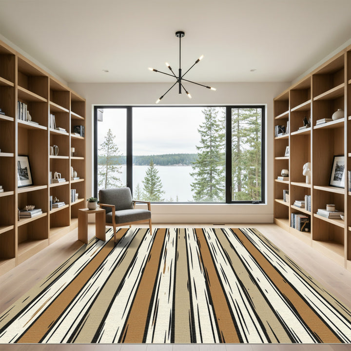 Earthy Wood Grain Stripes Rug