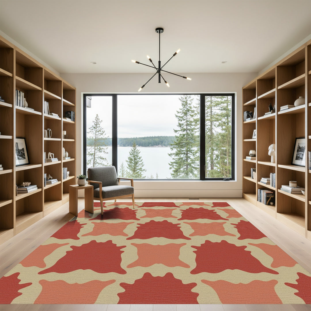 Terracotta Red Patchwork Contemporary Rug