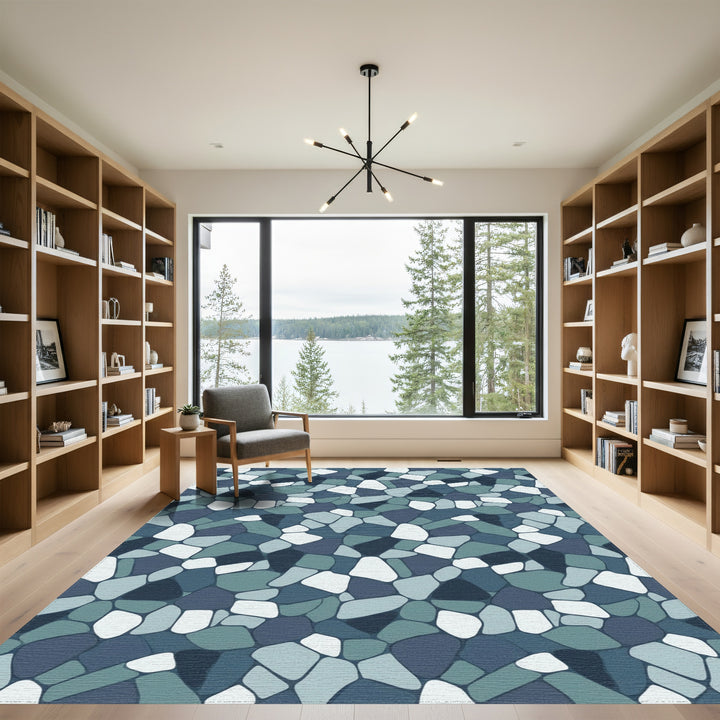 Mottled Blue Stone Mosaic Rug