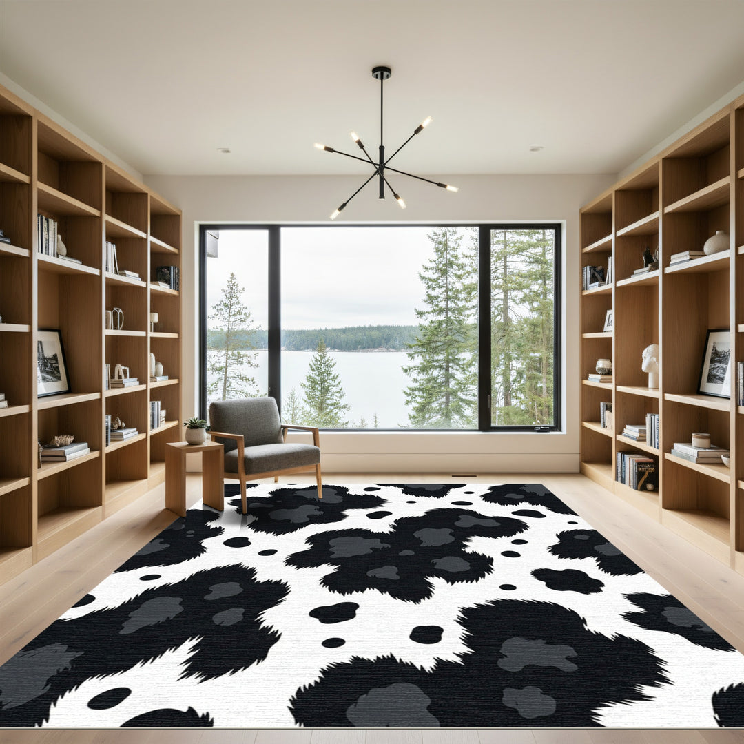Black White Cow Hide Accent Rug