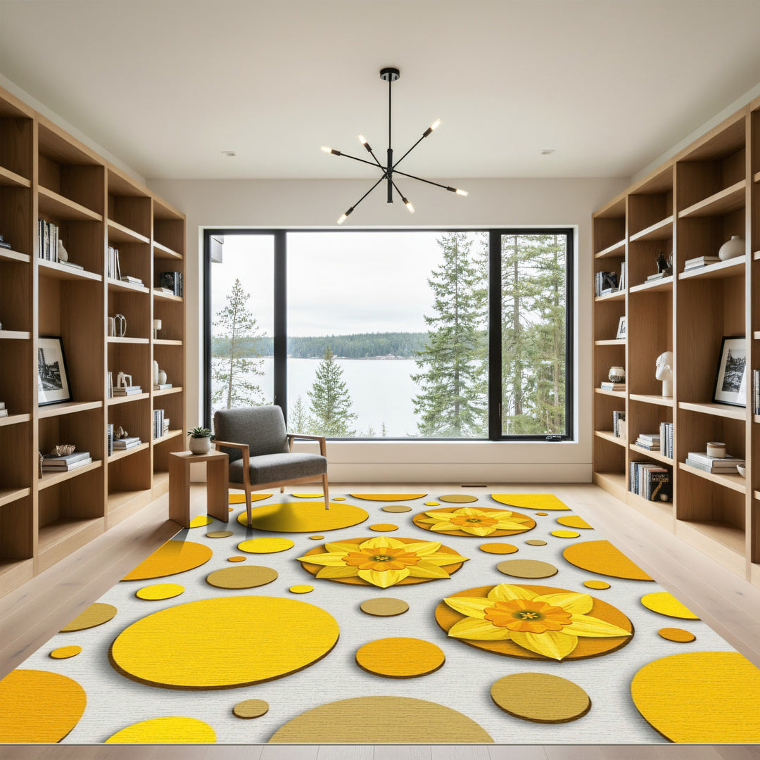 Daffodil Yellow Circles Rug
