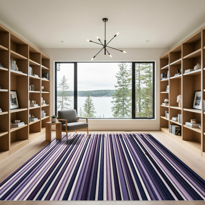 Modern Violet Tone Vertical Stripes Rug