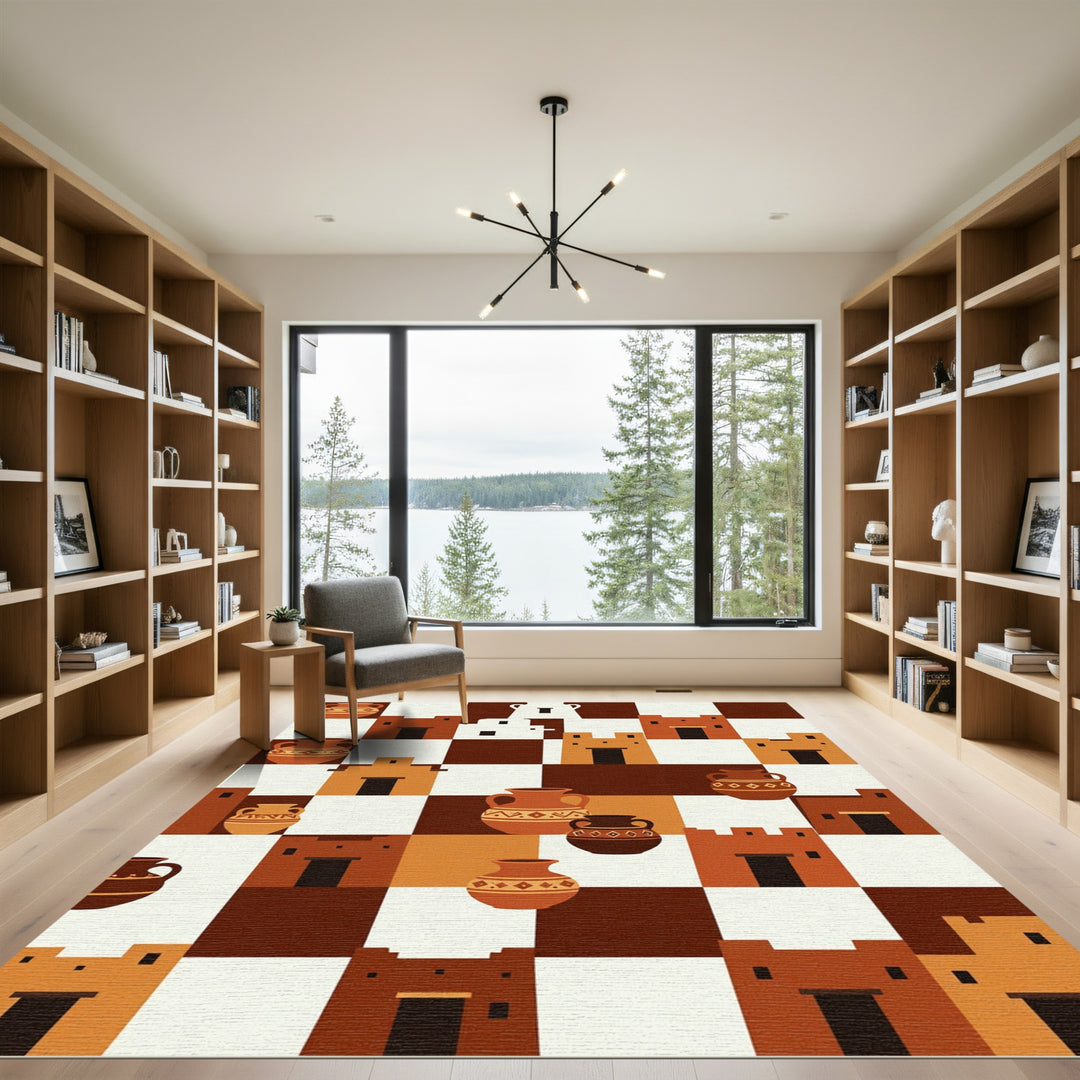 Terracotta Village Geometric Vase Collection Rug