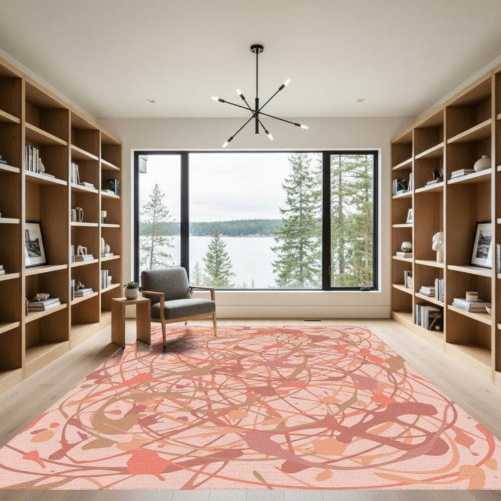 Terracotta Splash Abstract Swirl Rug