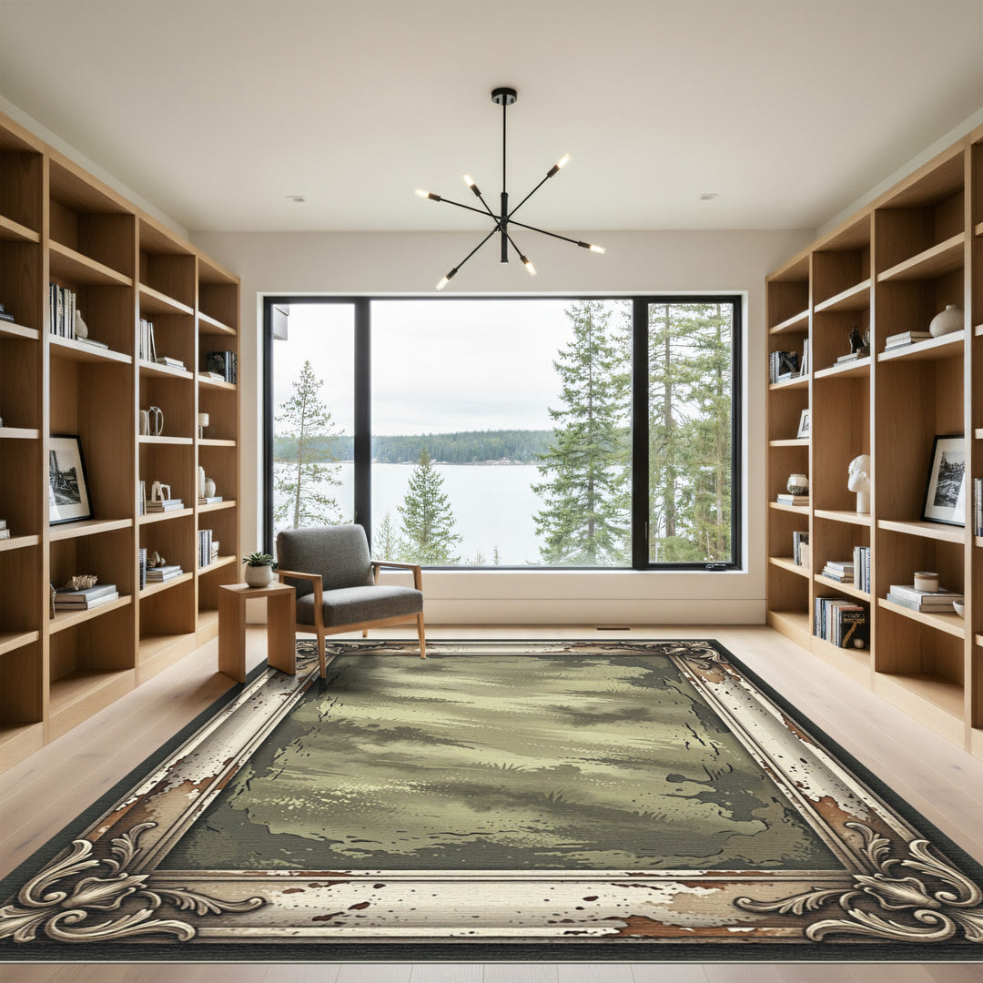 Aged Ornate Abstract Coastalscape Rug